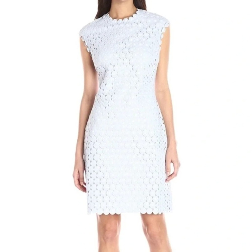 Ted Baker Jemille Sheath Dress Size 8 Blue Scalloped Lace Feminine‎ Romantic